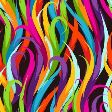 Abstract colorful seamless pattern. Feather or waves decorative ornament Stock Illustration