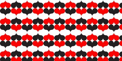 Abstract colorful seamless pattern with red and black hearts for textile, creati Stock Illustration