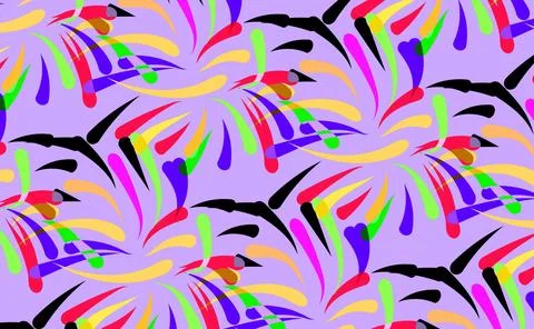 Abstract Colorful Seamless Pattern With Vibrant Brush Strokes And Retro Flo.. Illustrazione stock