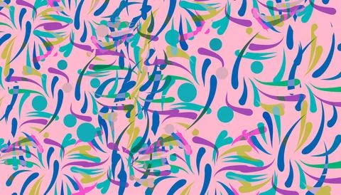 Abstract Colorful Seamless Pattern With Vibrant Brush Strokes And Retro Flo.. Illustrazione stock