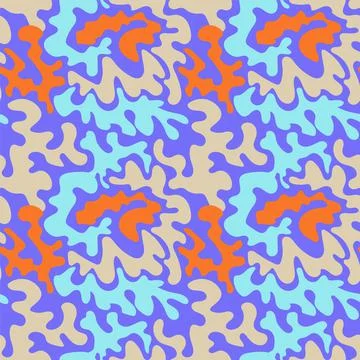 Abstract colorful seamless pattern with wave shapes and lines for textile, textu Stock Illustration