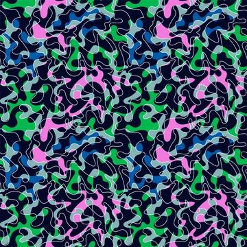 Abstract colorful seamless pattern with wave shapes and lines for textile, textu Stock Illustration
