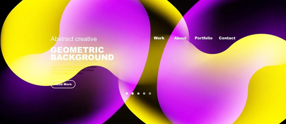 Abstract colorful shapes create dynamic background. Text elements present wor Stock Illustration