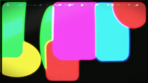 Abstract colorful shapes on dark background. 2d animation Stock Footage 342579926