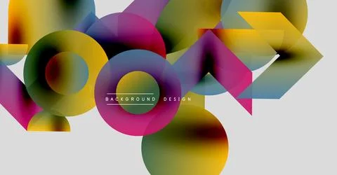 Abstract colorful shapes overlap, creating dynamic visual composition. Gradient Stockillustratie