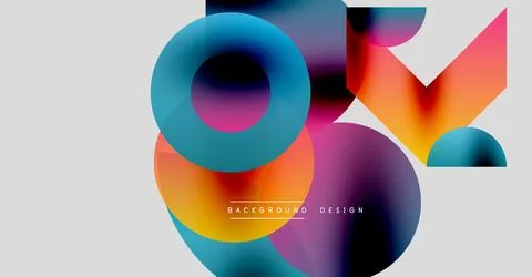 Abstract colorful shapes overlap, creating dynamic visual effect. Gradient hues 库存插图