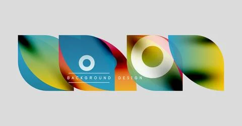 Abstract colorful shapes overlap, creating dynamic visual effect. Text reads 库存插图