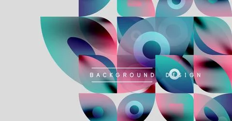 Abstract colorful shapes overlap, creating dynamic background. Gradient hues Illustrazione stock