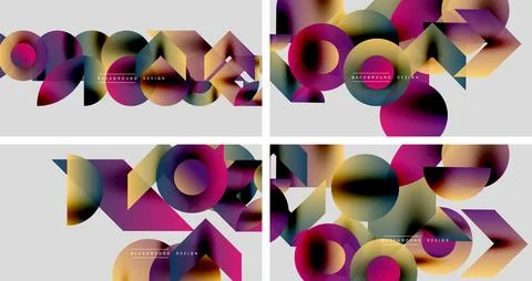 Abstract colorful shapes overlap creating dynamic backgrounds. Gradient hues 스톡 일러스트