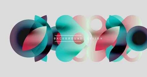 Abstract colorful shapes overlap, creating dynamic visual effect. Background Stock Illustration
