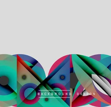 Abstract colorful shapes overlap, creating dynamic visual effect. Gradient hues 스톡 일러스트