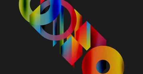 Abstract colorful shapes overlap, creating dynamic visual effect. Gradient hues Stock Illustration