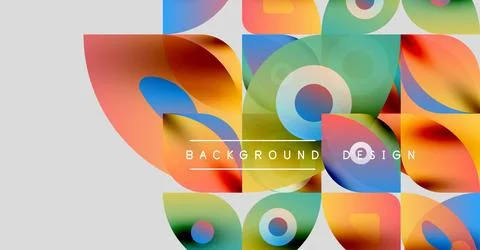 Abstract colorful shapes overlap, creating vibrant background design. Smooth Stockillustratie