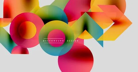 Abstract colorful shapes overlap, creating dynamic visual effect. Gradient hues Stock Illustration
