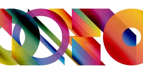 Abstract colorful shapes overlap, creating dynamic visual effect. Gradient hues Stock Illustration