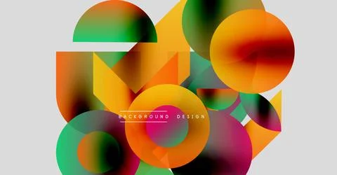 Abstract colorful shapes overlap, creating dynamic composition. Gradient hues Stock Illustration