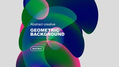 Abstract colorful shapes overlap, creating dynamic geometric background. Text Stock Illustration