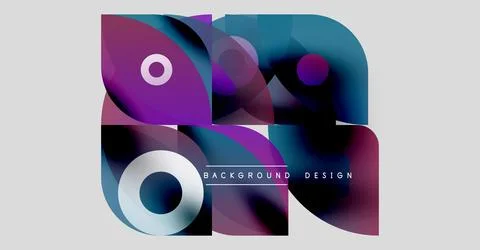 Abstract colorful shapes overlap, creating dynamic composition. Gradient hues Illustrazione stock