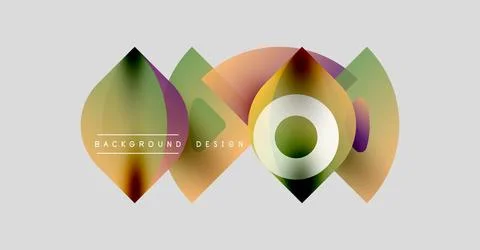 Abstract colorful shapes overlap, creating dynamic visual effect. Gradient hues Stock Illustration