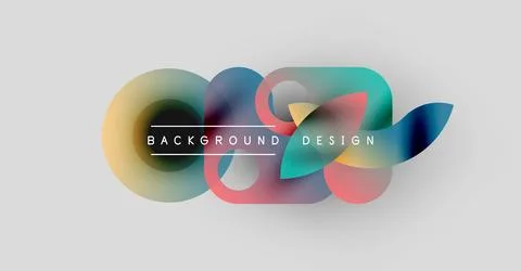 Abstract colorful shapes overlap, creating dynamic background. Text reads Stock Illustration