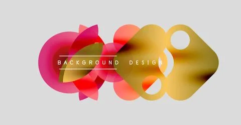 Abstract colorful shapes overlap, creating dynamic visual effect. Text reads Stock Illustration