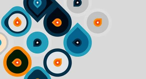 Abstract colorful shapes overlap, creating dynamic visual pattern. Circles, Stock Illustration