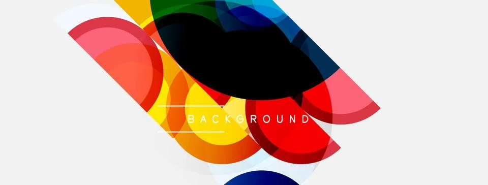 Abstract colorful shapes overlap, creating dynamic visual effect. Bright hues Stock Illustration