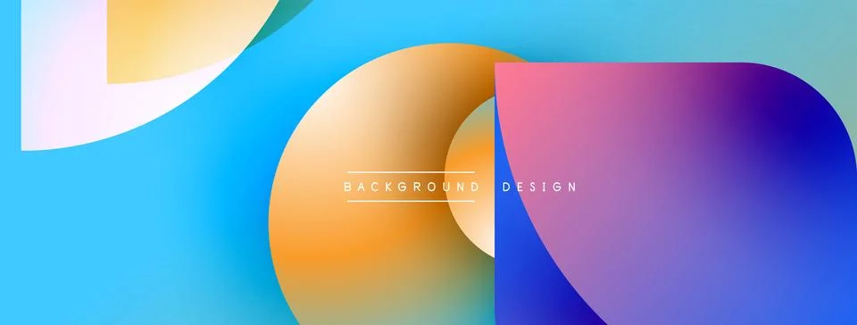 Abstract colorful shapes overlap. Gradient hues blend, creating dynamic visual 库存插图