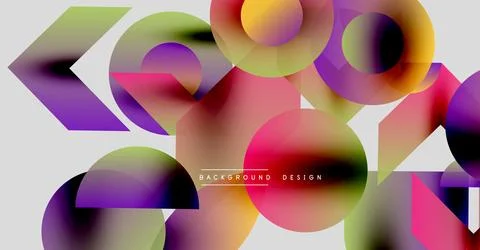 Abstract colorful shapes overlap. Gradient hues create dynamic visual effect. 스톡 일러스트