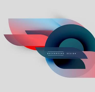 Abstract colorful shapes overlap. Gradient hues create dynamic visual effect. Illustrazione stock