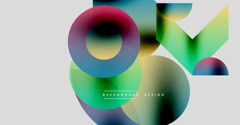 Abstract colorful shapes overlap. Gradient hues create dynamic visual effect. Illustrazione stock