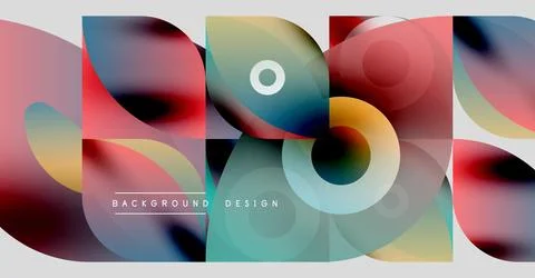 Abstract colorful shapes overlap. Gradient hues create modern design. Text reads Illustrazione stock