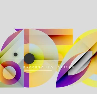 Abstract colorful shapes overlap. Gradient hues create dynamic visual effect. Stock Illustration