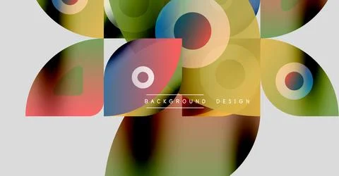 Abstract colorful shapes overlap. Gradient hues create modern design. Minimalist Stock Illustration