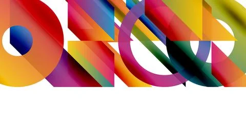 Abstract colorful shapes overlap. Gradient hues create dynamic visual effect. Stock Illustration