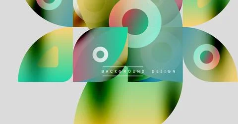 Abstract colorful shapes overlap. Gradient hues create modern visual effect. Illustrazione stock