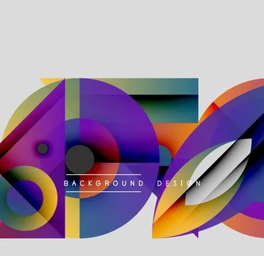 Abstract colorful shapes overlap. Gradient hues create dynamic visual effect. Stock Illustration