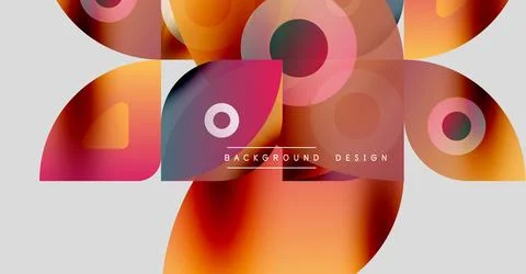 Abstract colorful shapes overlap. Gradient hues create dynamic visual effect. Stock Illustration