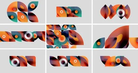 Abstract colorful shapes, overlapping forms, modern design elements. Geometric Illustrazione stock