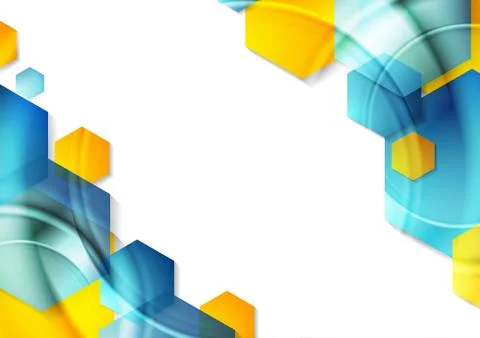 Abstract colorful shiny tech background with glossy hexagons Stock Illustration