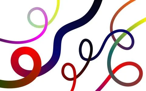 Abstract colorful smooth lines create playful curves and loops on white bac.. Stock Illustration