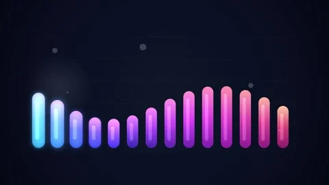 Abstract colorful sound wave equalizer bars moving in sync with music on da.. Stock Footage 346661738