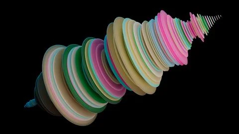 Abstract Colorful Sound Wave Visualization with Vibrant Layers Circular Patterns Stock Illustration