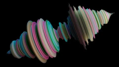 Abstract Colorful Sound Wave Visualization with Vibrant Layers Circular Patterns Stock Illustration