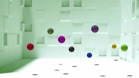 Abstract colorful space with jumping objects. Stock Footage 252584320