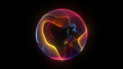 Abstract colorful sphere. Digital multicolored wave ball. Glowing orb Video stock 317440600