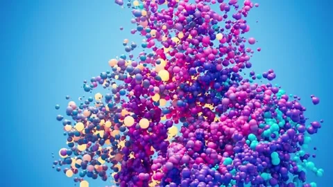 Abstract Colorful Sphere Explosion on Blue Background Stock Footage 297534278