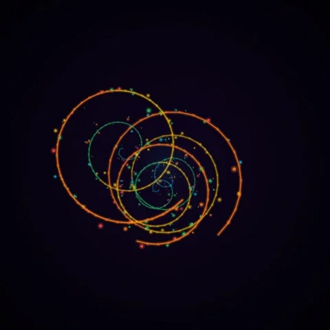 Abstract Colorful Spiraling Particles on Dark Background, Artistic Digital .. Stock Footage 327259927
