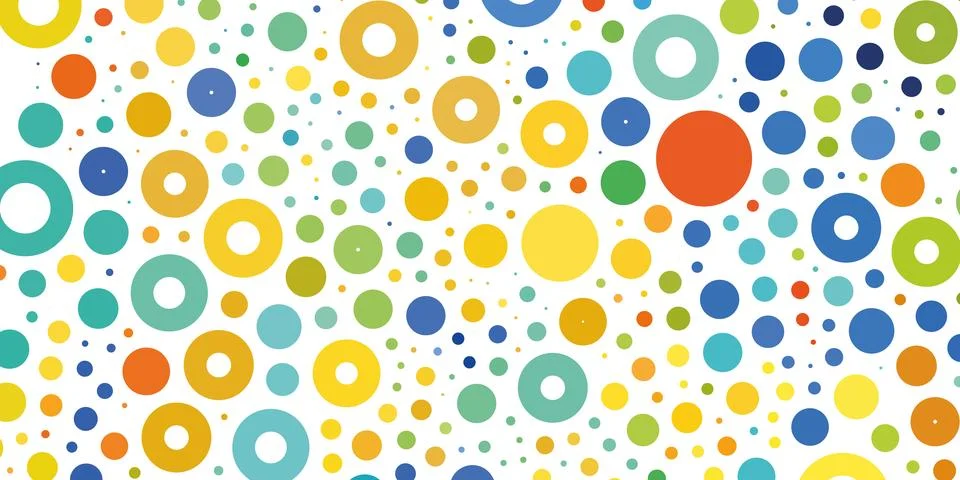 Abstract Colorful Spotted Pattern - Random Placed Spots, Rings and Circles .. Stock Illustration
