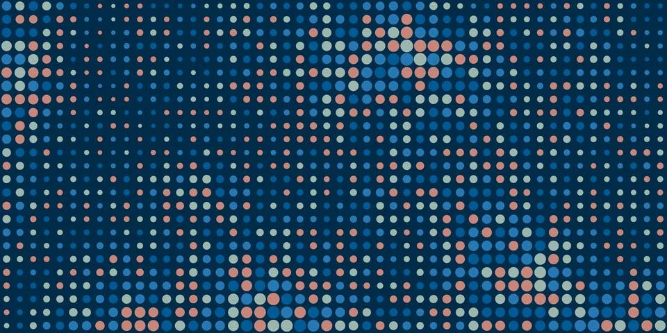 Abstract Colorful Spotted Pixels Pattern with Spots of Various Sizes - Geom.. Ilustração Stock